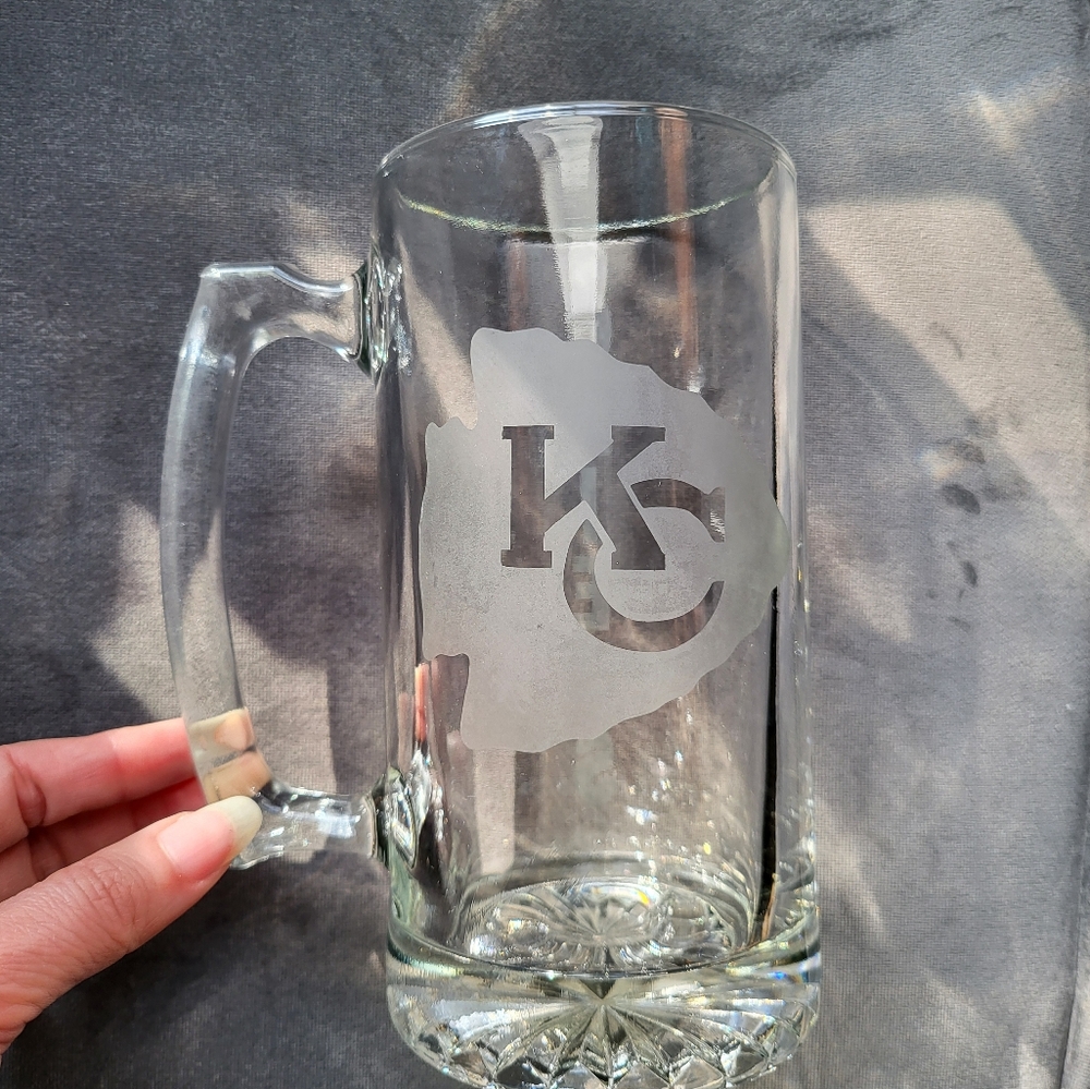 Kansas City Chiefs- Glass Beer Mug READY TO SHIP